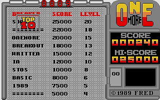 Onemore Breakout atari screenshot